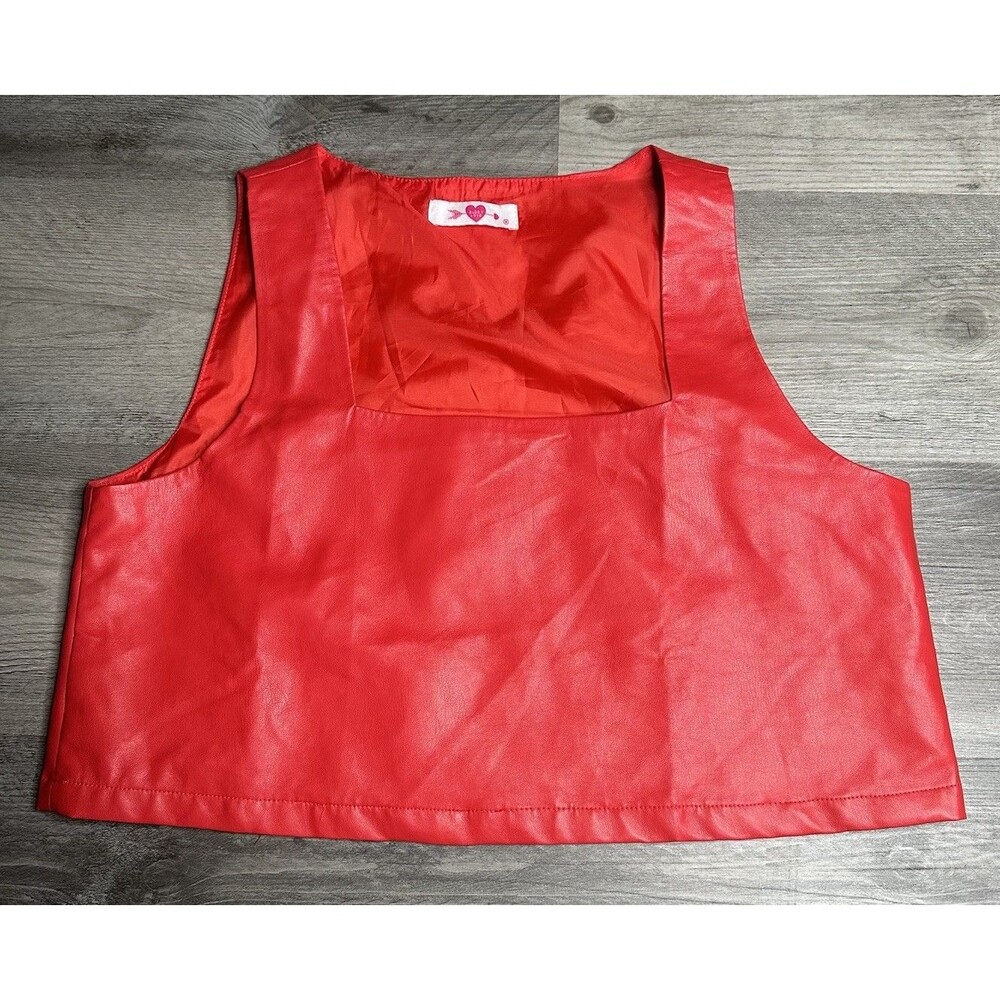 Buddy Love Manning Vegan Leather Crop Tank Top Red Women's Size Medium M